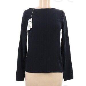 PATRIZIA PEPE Blouse 100% Silk  Ink Blue Long Sleeve Women Top  made in Italy